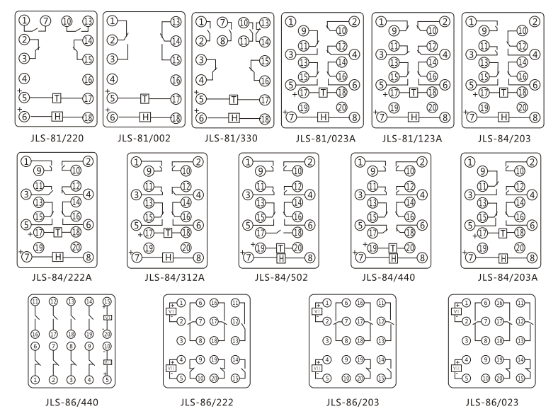JLS-86/023靜態雙位置繼電器內部及外引接線圖(正視圖) JLS-86/023靜態雙位置繼電器內部及外引接線圖(正視圖)