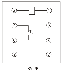 BS-7B時間繼電器內部接線及外引接線圖(背視圖)圖片 BS-7B時間繼電器內部接線及外引接線圖(背視圖)圖片