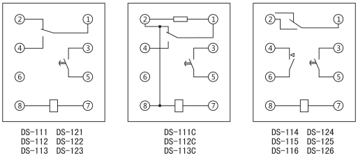 DS-113C時間繼電器內部接線及外引接線圖(背視圖)圖片